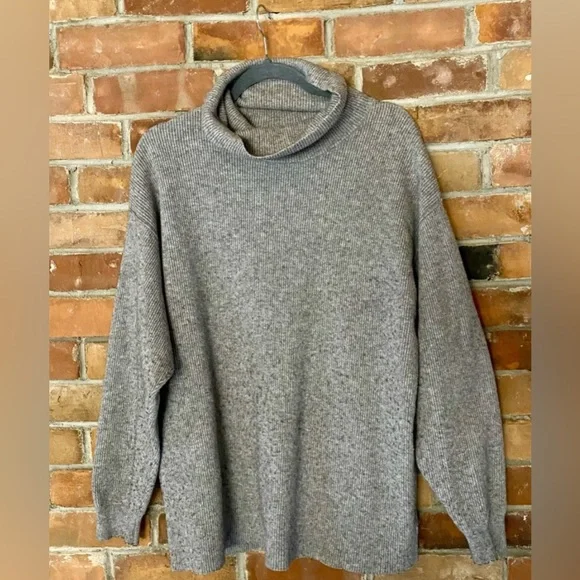 FREE PEOPLE ribbed knit turtleneck sweater grey size medium - Picture 5 of 9